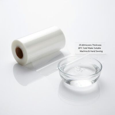 25-60microns Thickness 20°C Cold Water Soluble Transparent PVA Embroidery Film for Machine and Hand Sewing